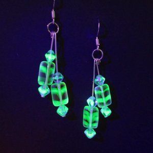 Uranium glass double dangle earrings